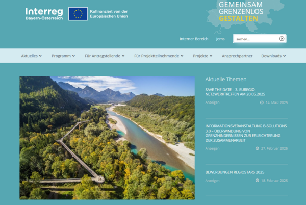 Vorschau Webseite Interreg A Bayern-Österreich